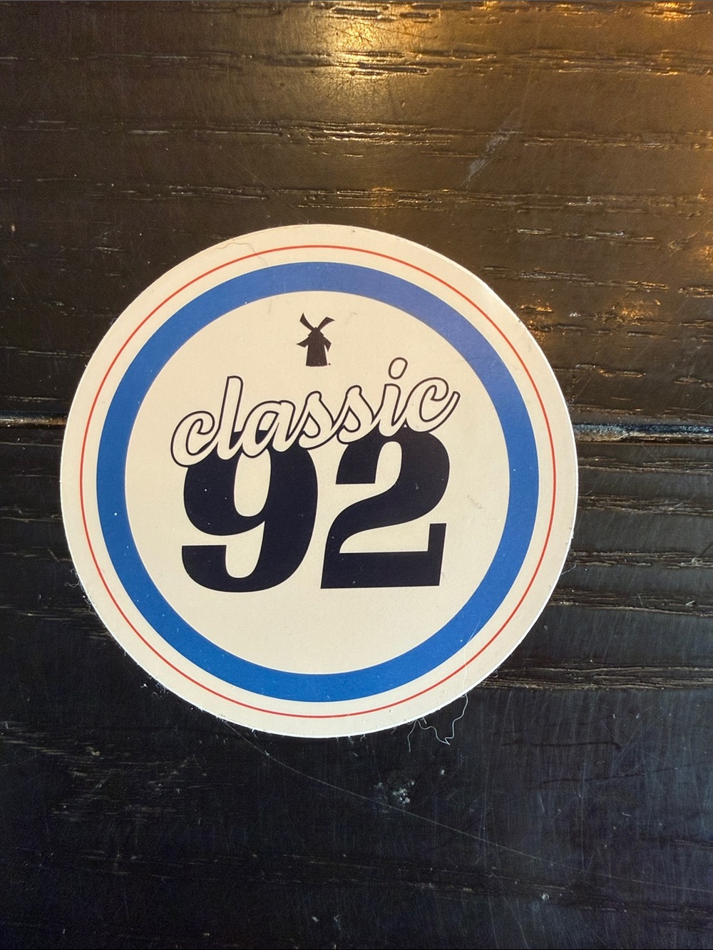 Dutch Bros Classic Round Sticker in Blue, White and Black